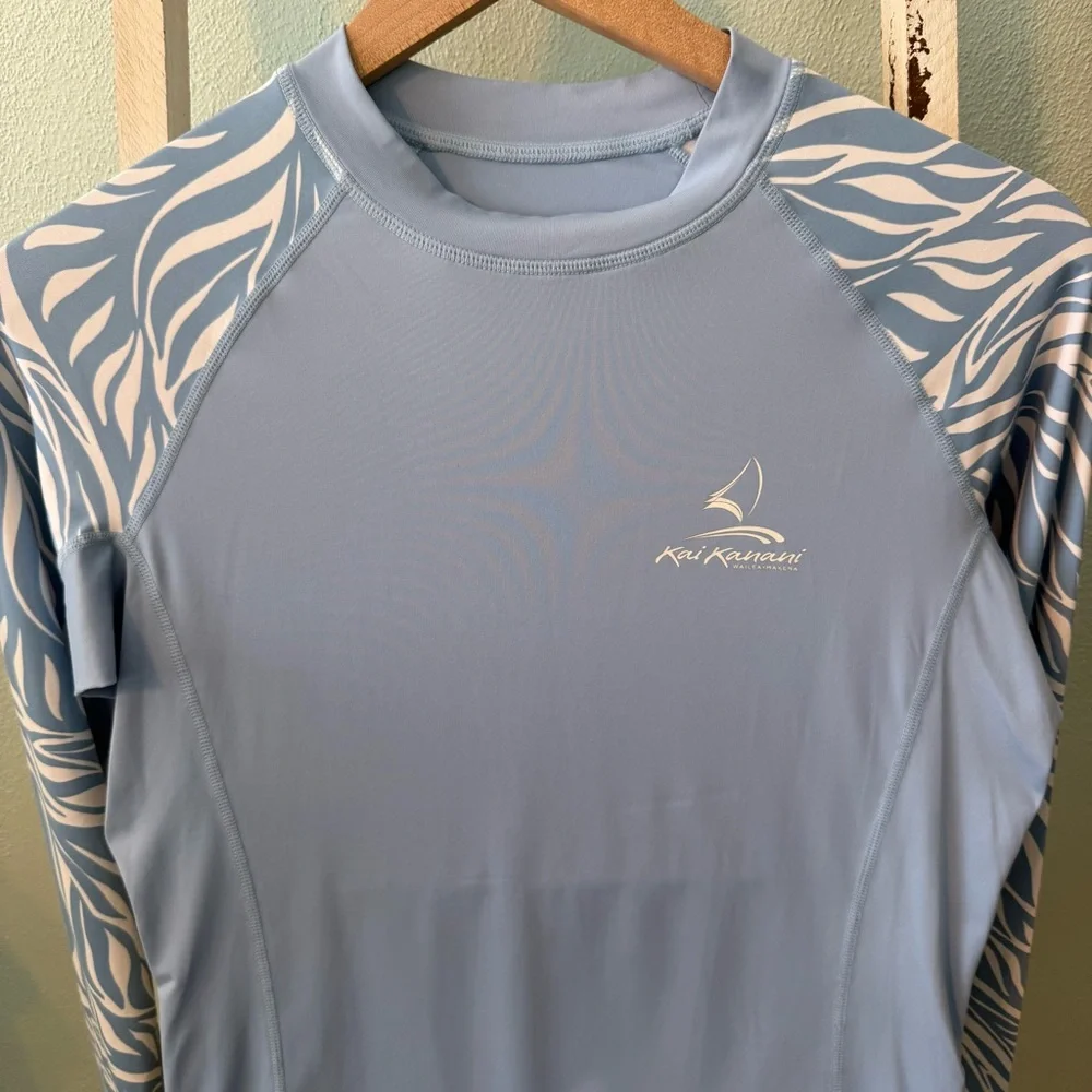 Kai Kanani Girls UPF 50 Swim Rash Guard Long Sleeve Size XL Light Blue